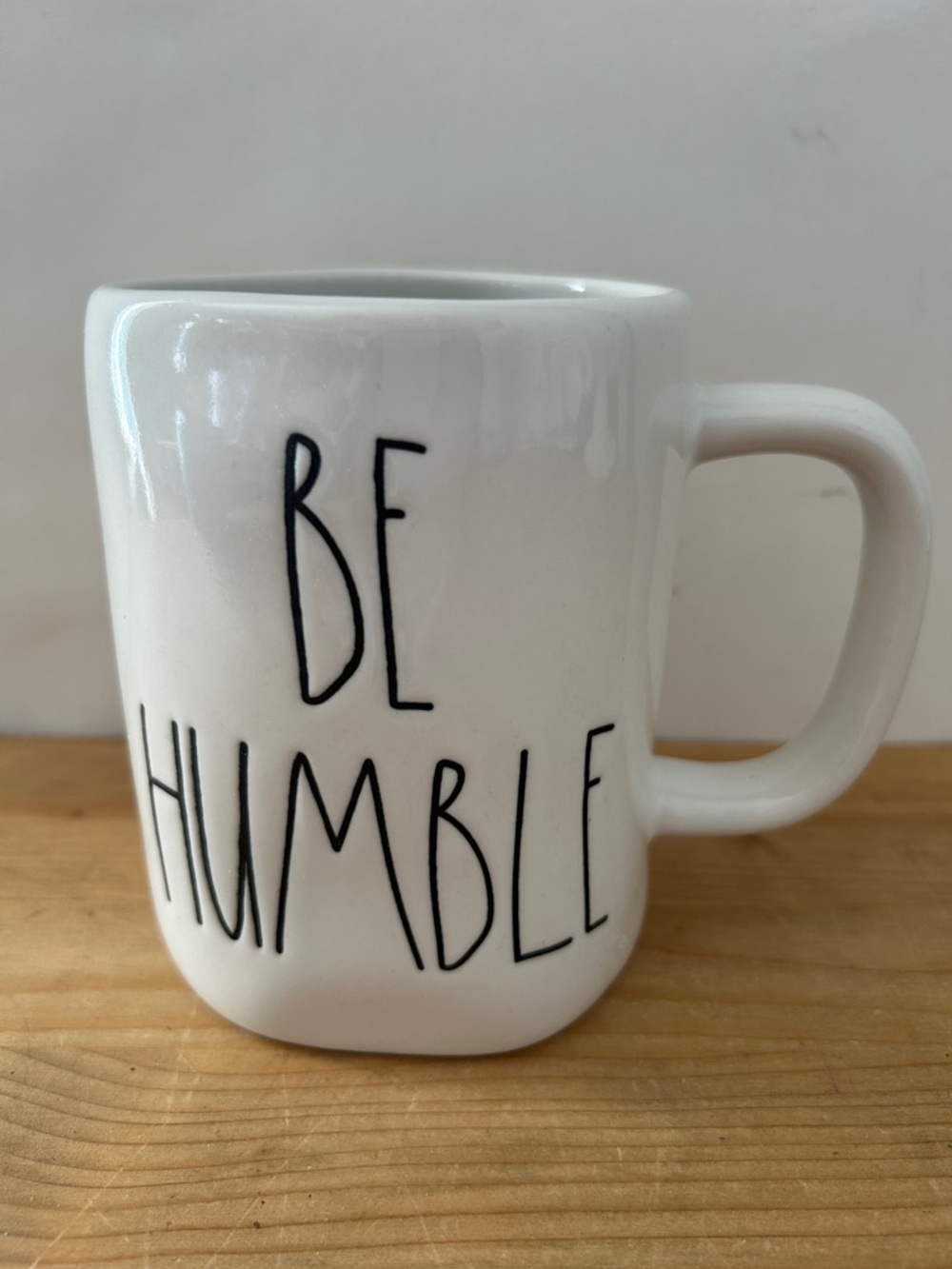 Rae Dunn BE HUMBLE Mug White Ceramic w Black Writing Coffee Tea Cup
